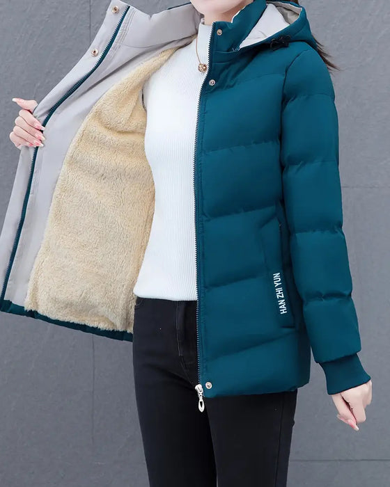 Veste décontractée couleur unie chaude à capuche