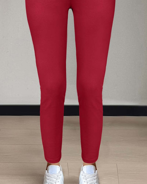 Pantalon Femmes Poche Unie Slim Décontracté