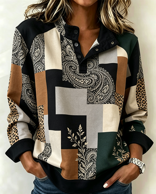 Blouse Léopard Paisley Bloc De Couleur
