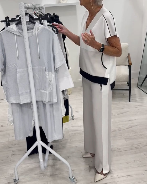 Ensemble Décolleté En V Assorti Fendu Décontracté