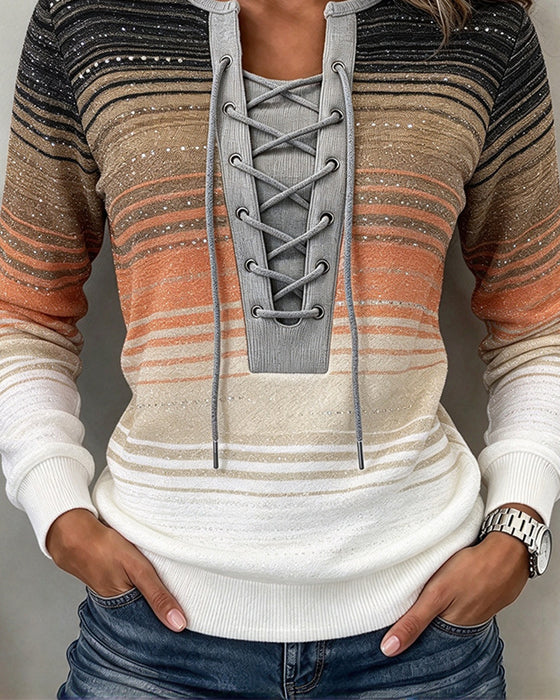 Sweat Rayé Slim Fit Contraste Bretelles
