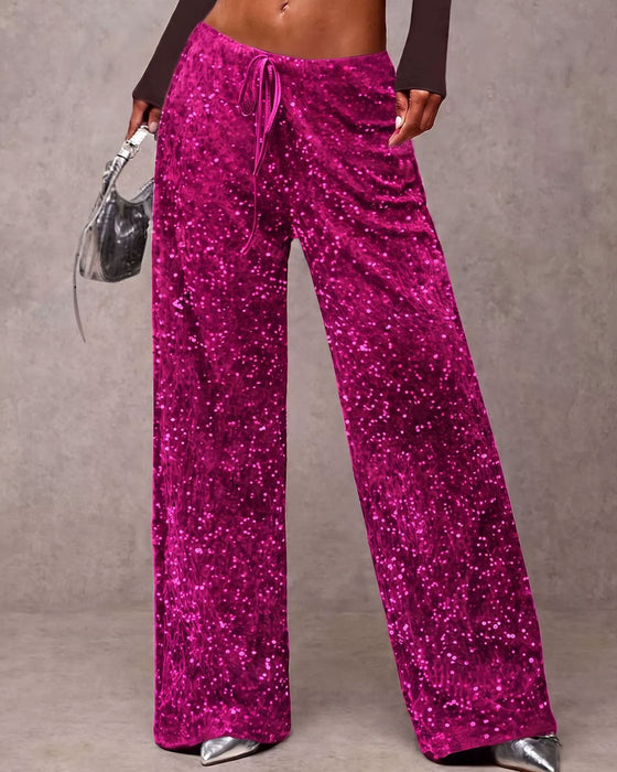 Pantalon Mode Cordon De Serrage Jambe Droite