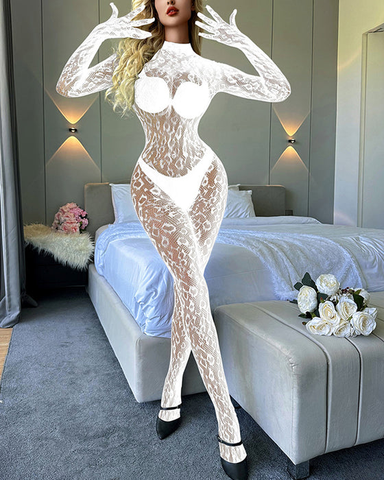 Sous-Vêtements Manches Longues Une-Pièce Bas-Réseau