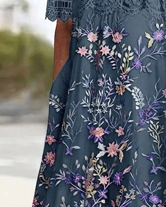 Robe Dentelle Florale Patchwork Ligne A