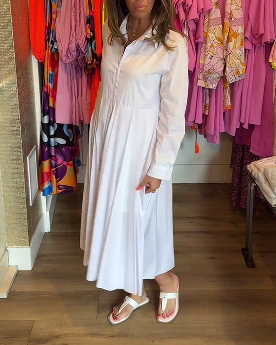 Robe décontractée à revers de couleur unie