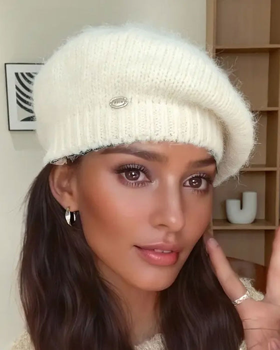 Femme Béret Bonnet En Tricot Uni