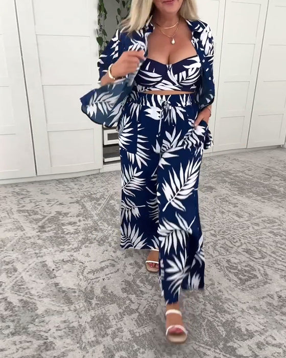 Maillot De Bain Trois Pièces Imprimé Hawaïen