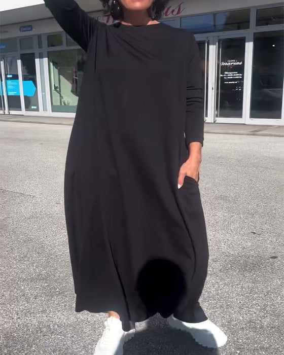 Robe Loose Manches Longues Col Rond