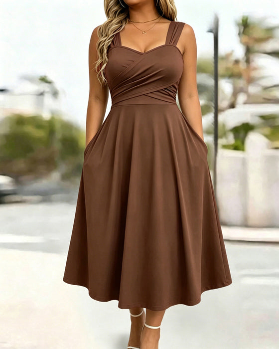 Robe Froncée Bandeau Taille Haute