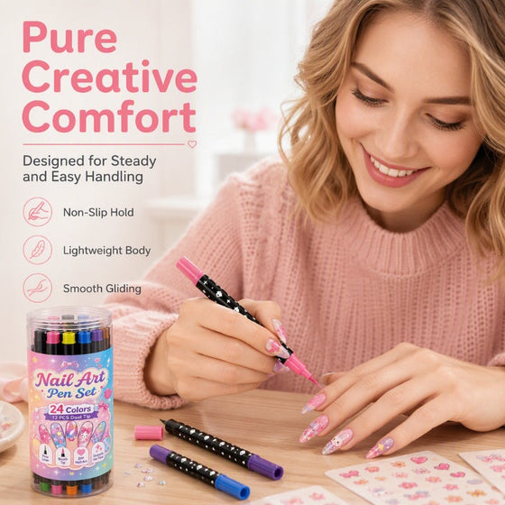 Ensemble De 24 Stylos D'Art Ongulaire Double Embout