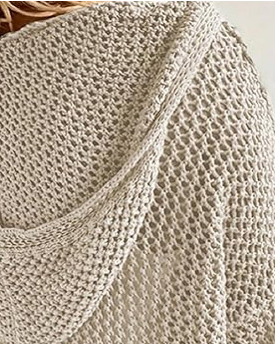 Hauts Femmes Crochet Ajouré À Capuche Manches Longues