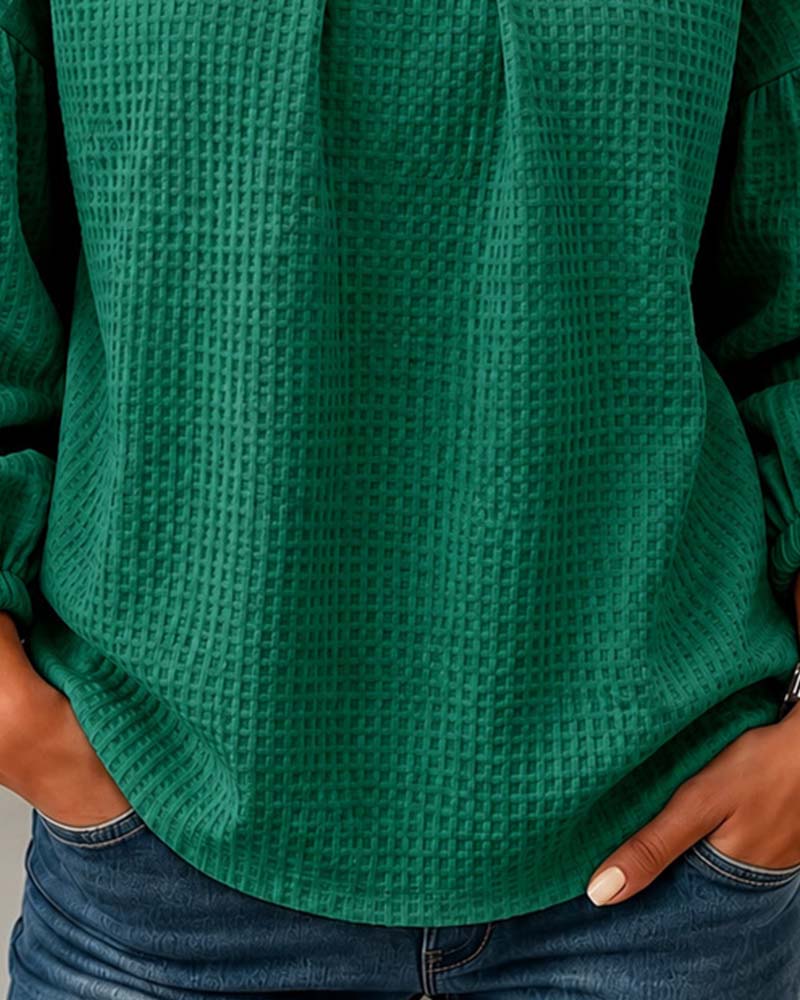 Sweatshirt Col-Rond Froncé Manche-Pouf