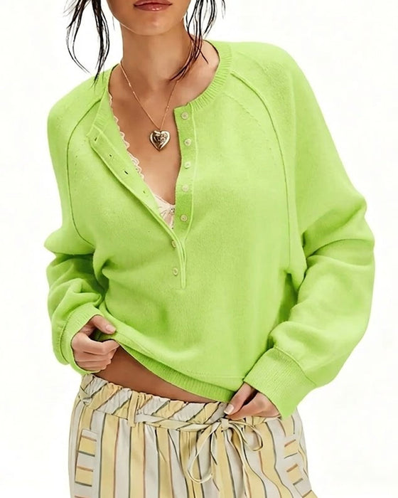 Pullover Col Henley Tricoté