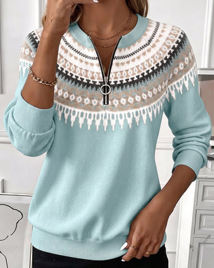 Sweatshirts Bloc De Couleur Fermeture Éclair Manche Longue