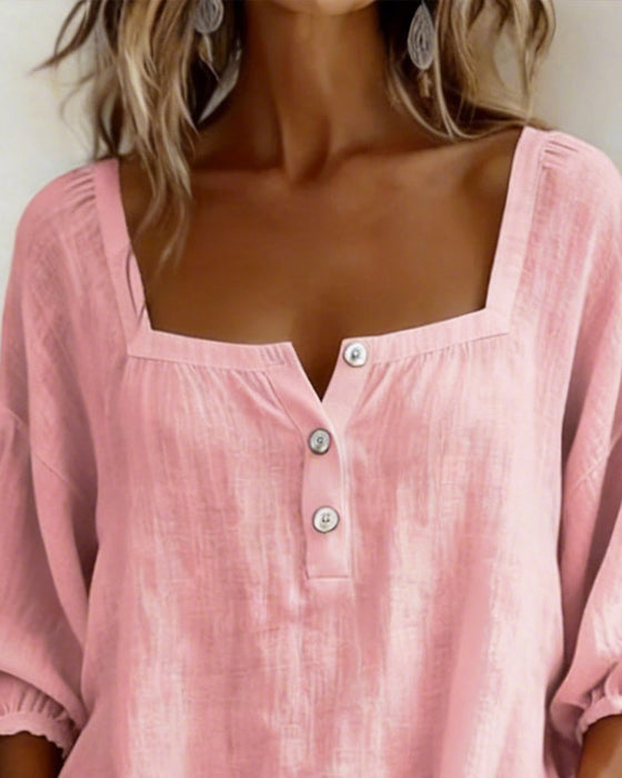 Robe Col Carré Manches Bouffantes