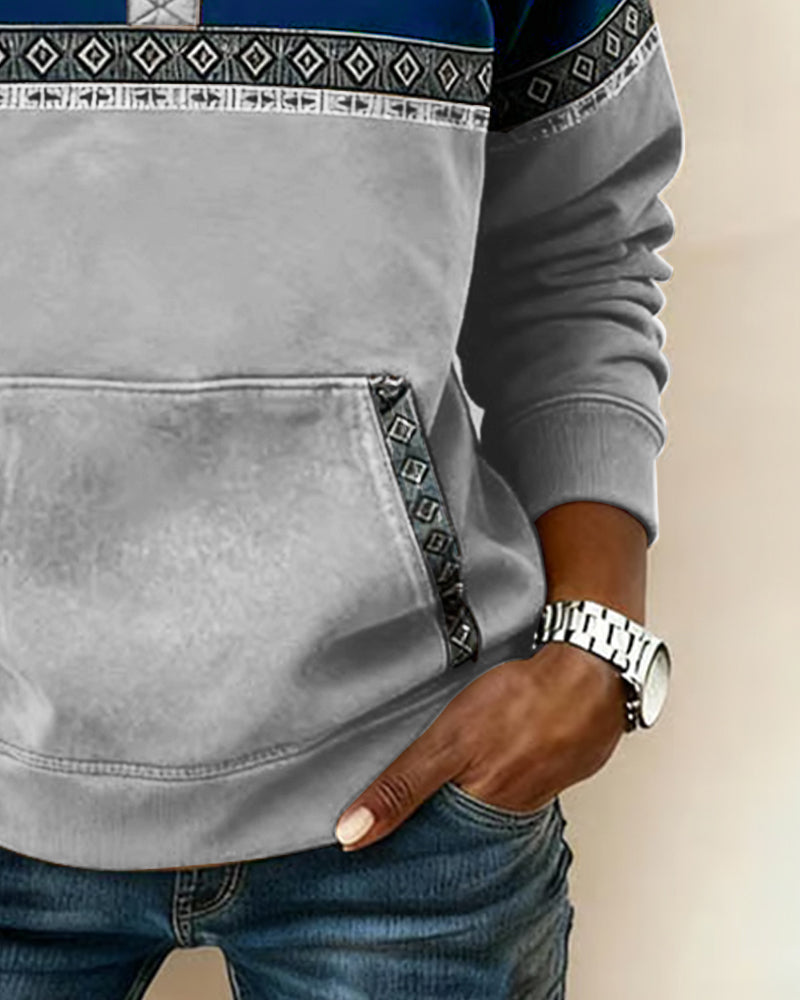 Sweat Rétro À Coupe De Couleur Et Col En Fourrure