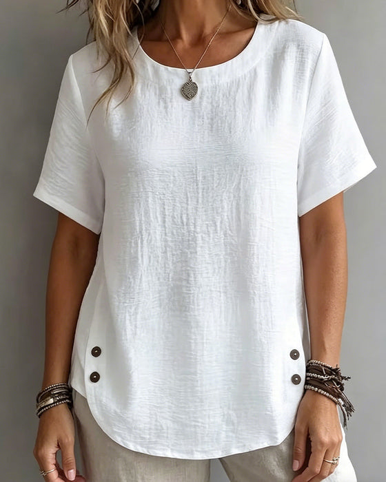 T-Shirt Col Rond Uni Simple 100% Coton