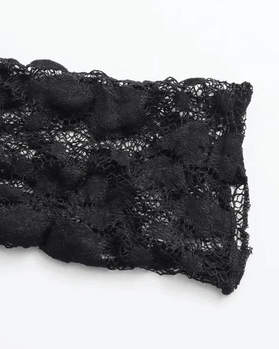 Bodysuit Col Rond Manches Longues Dentelle