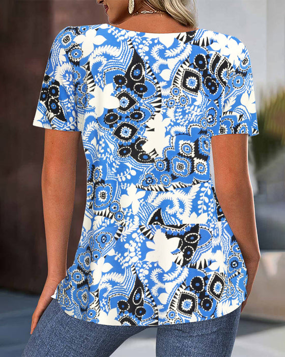 Blouse Plissée Imprimée Mode