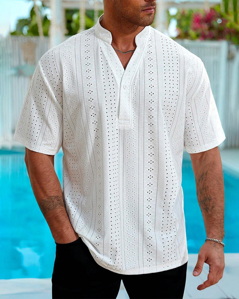 Chemise Ajourée Col Montant Homme