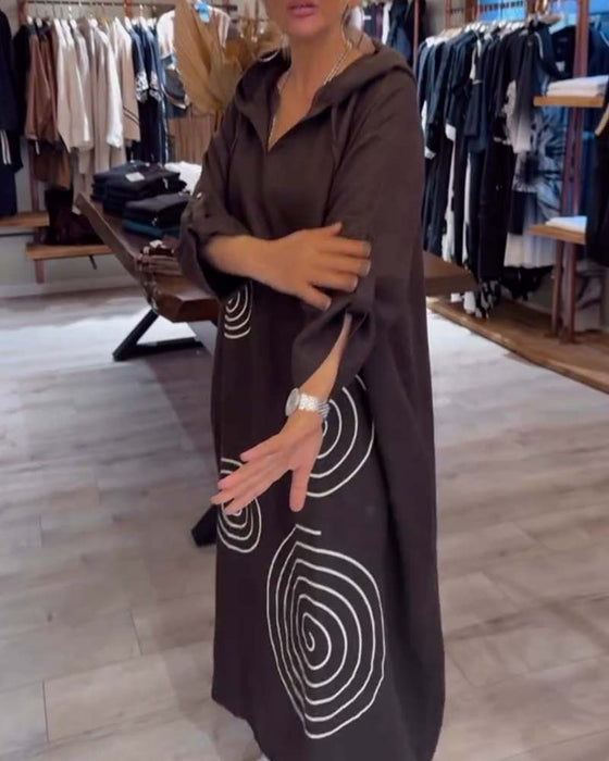 Robe À Capuche Manches Longues Large