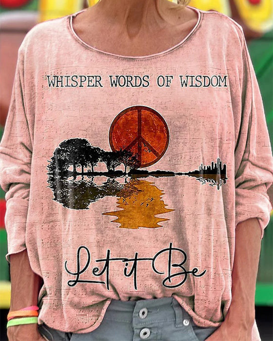 Haut À Manches Longues Avec Imprimé Guitare Effet Usé