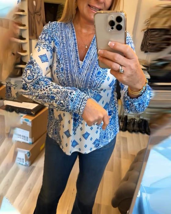 Chemisier imprimé décontracté col V