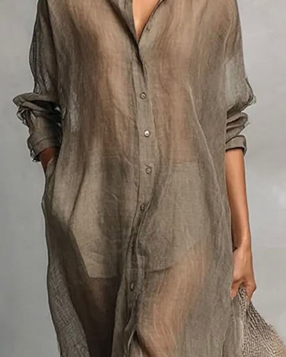 Robe Revers Bouton Fente