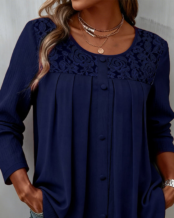 Haut Ample À Manches Longues Plissé