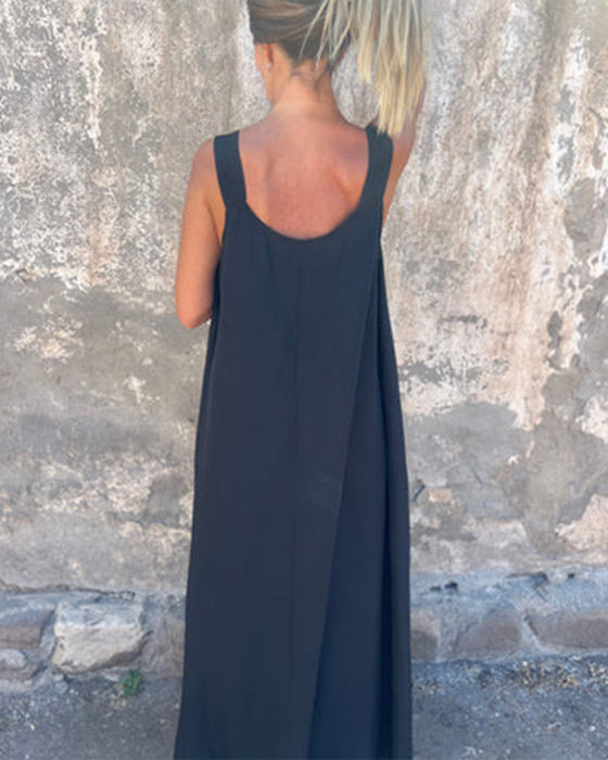 Robe Sans Manches Unie Fashion Longue