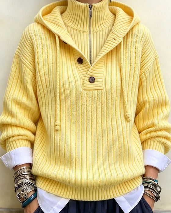 Pull Demi-Zip À Capuche Cordon