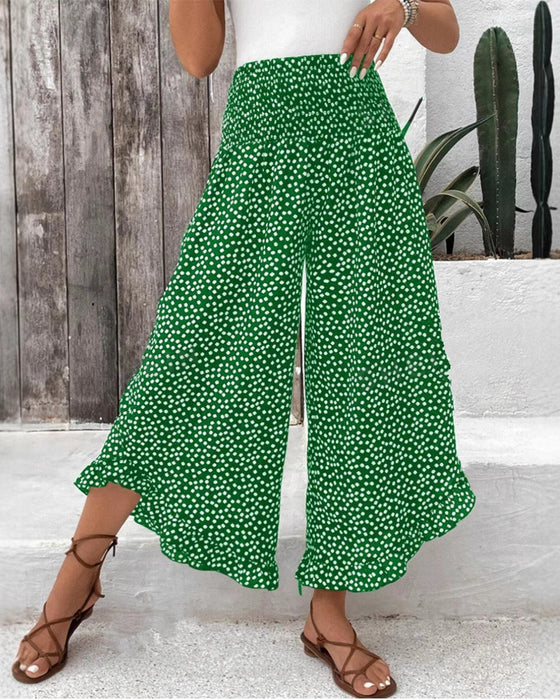 Pantalon Pois Amples Taille Haute Large