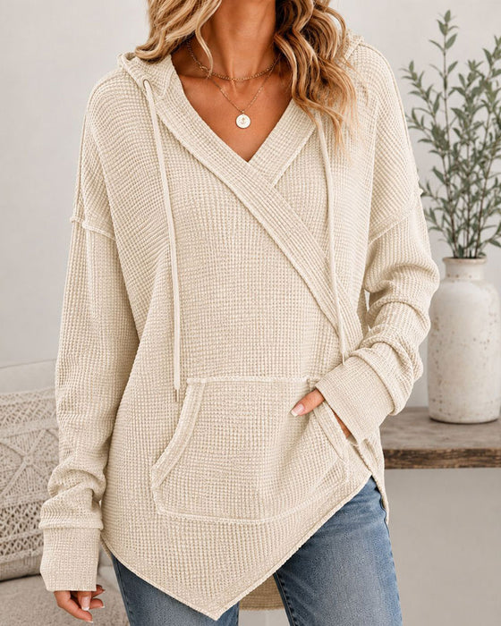 Sweat À Capuche Gaufré Cordon Poche