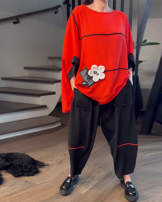 Set Bloomers Amples Casual Color-Blocking