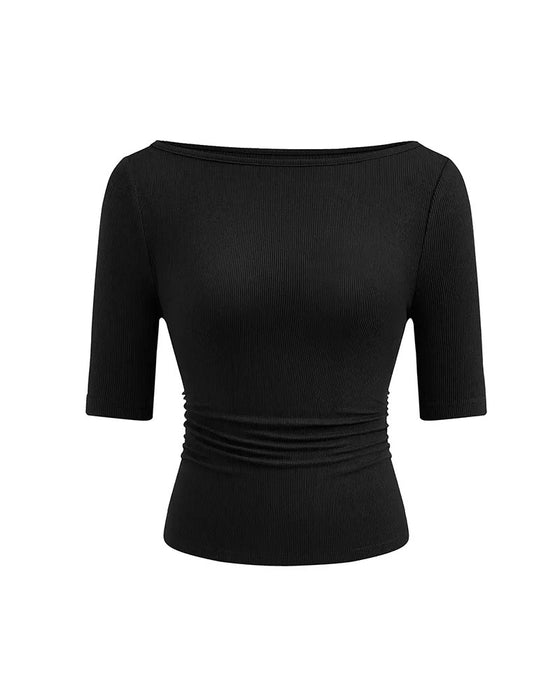 T-Shirt Off-Shoulder Tricoté Uni