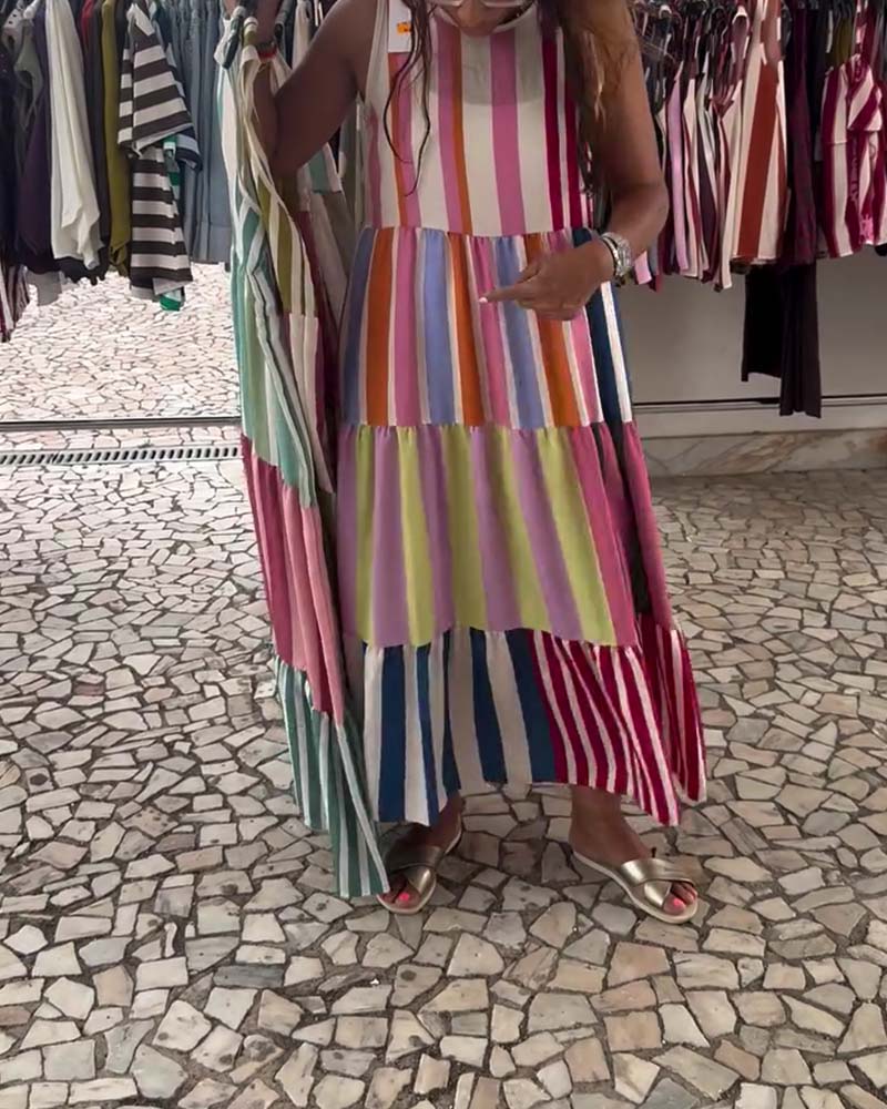 Robe Sans Manches Col Rond