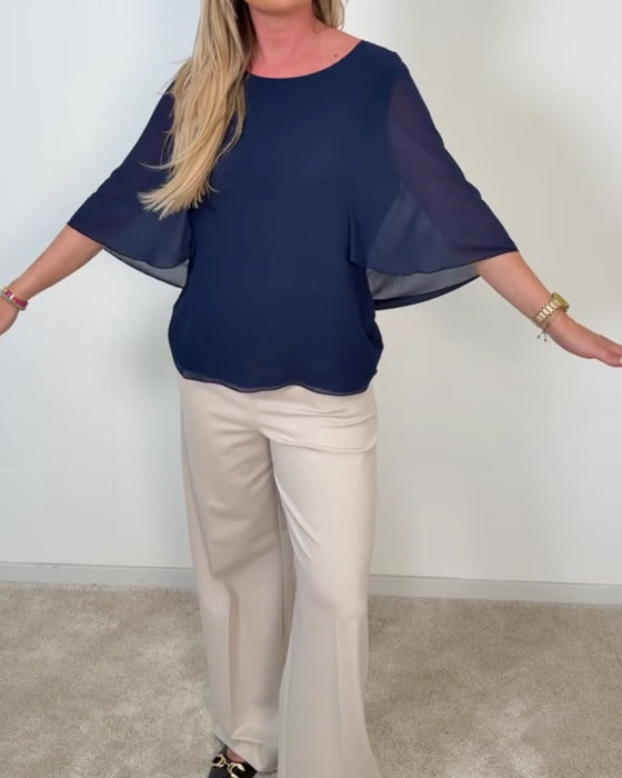 Blouse Manches Cloche Col Rond