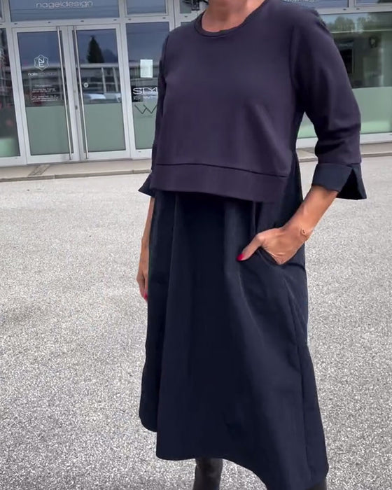 Robe Col Rond Patchwork Tendance