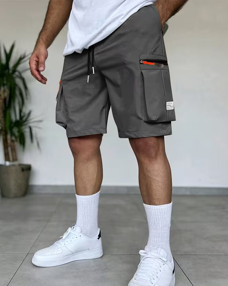 Pantalon Homme Unie Coupe Loose Court Cargo