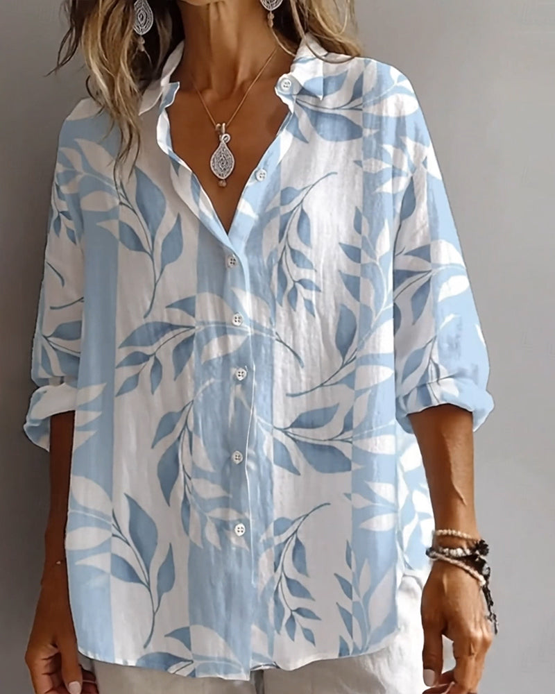 Chemise Imprimé Feuille Végétale Revers