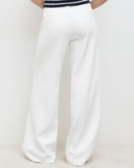 Pantalon Trois-Boutons Taille Haute Jambe Large