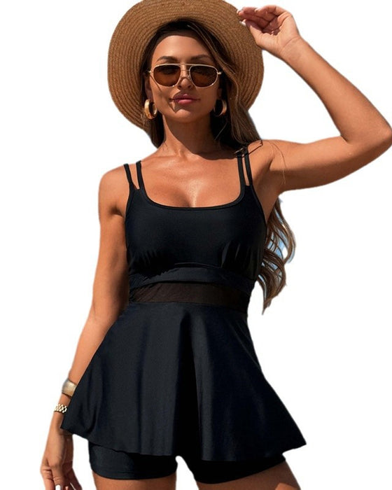 Tankini Sexy Transparent Mesh Patchwork