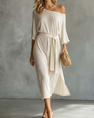 Robe Off-Épaule Attache Fente