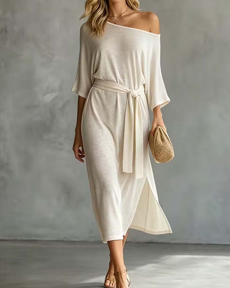 Robe Off-Épaule Attache Fente