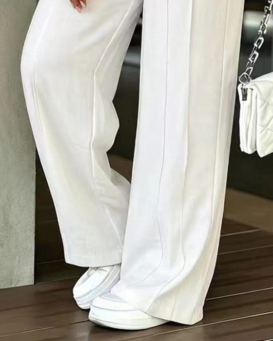 Pantalon Pli Central Taille Haute Attache