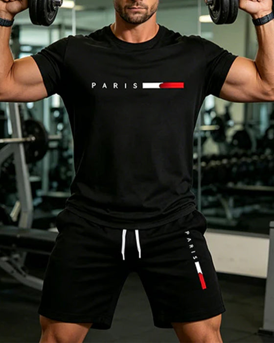 Set Hommes Col Rond Monogramme Décontracté