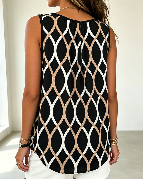 Tank Top Col U Sans Manches Ligne Lâche