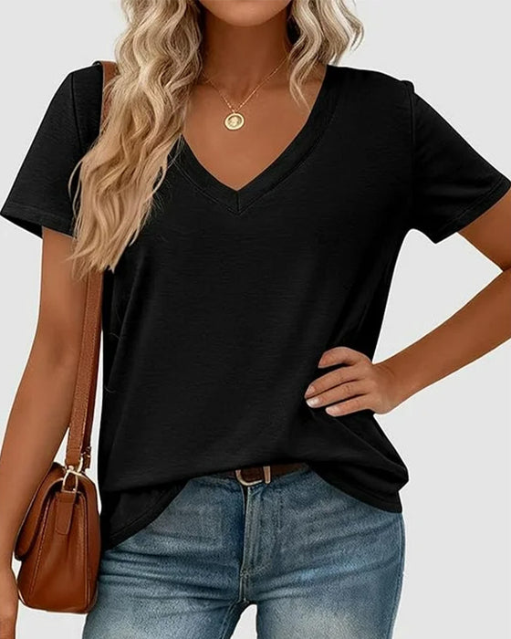 T-Shirt Pullover Col V Uni