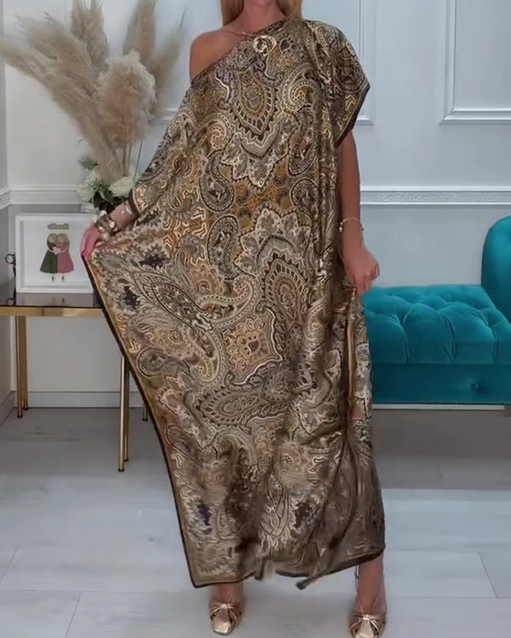 Robe Une-Épaule Asymétrique Hors-Épaule Vacances Maxi