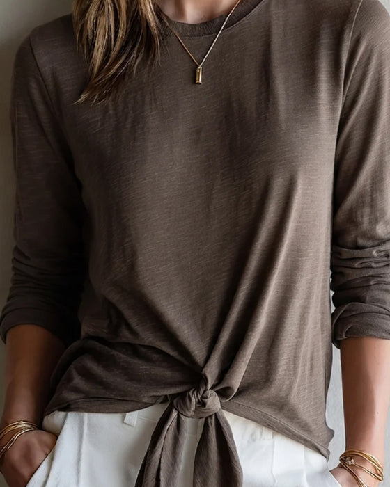 T-Shirt Ourlet Attacher Manches Longues